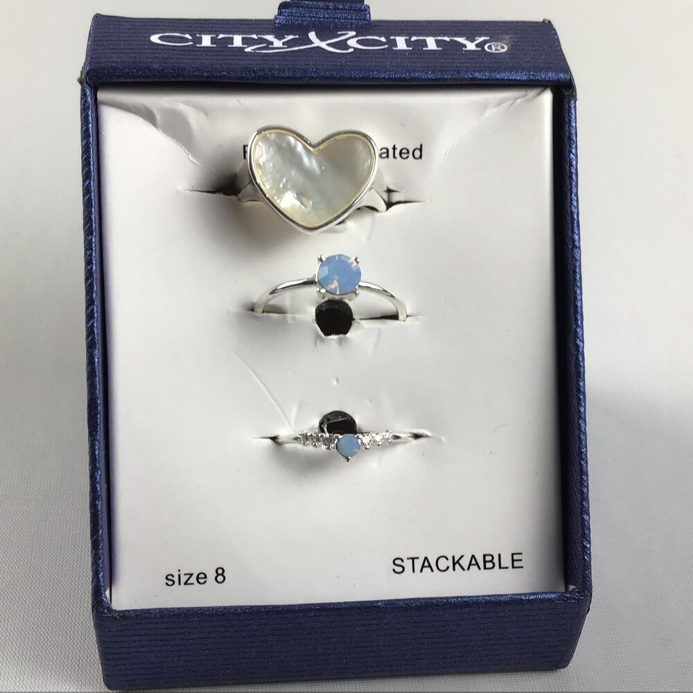 City-by-City Stackable SET of 3 Rings Size: 8 Fine Silver Plated MSRP $30